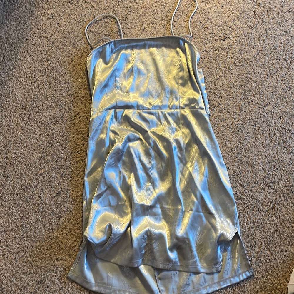 Silver satin dress